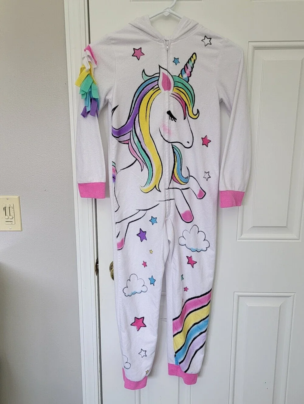 Stay Up Late Unicorn One Piece Half Zip Hooded Pajamas Size 8 Fantasy Magic